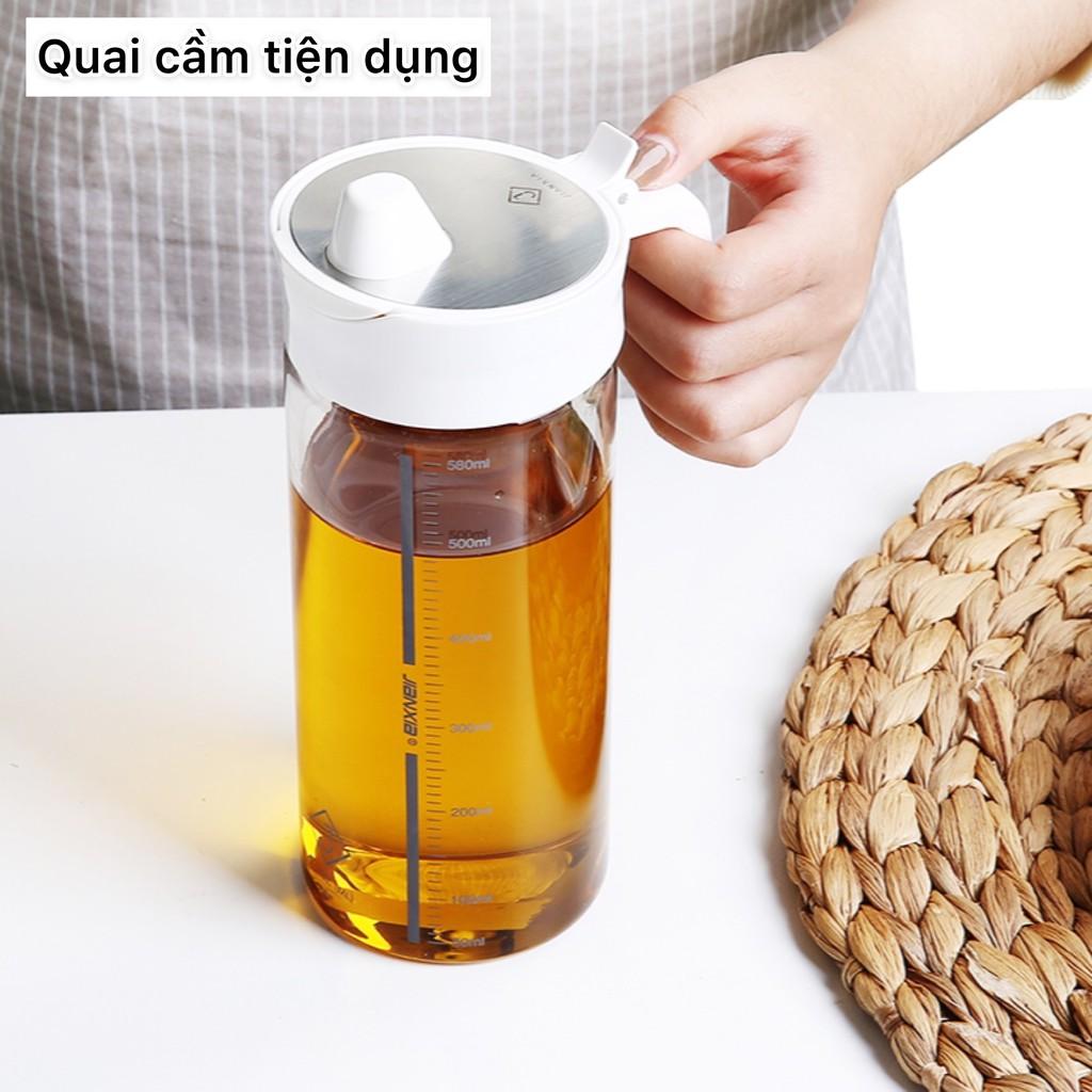 Bình đựng dầu ăn thông minh, thủy tinh borosilicate, bình đựng nước mắm, phong cách hiện đại