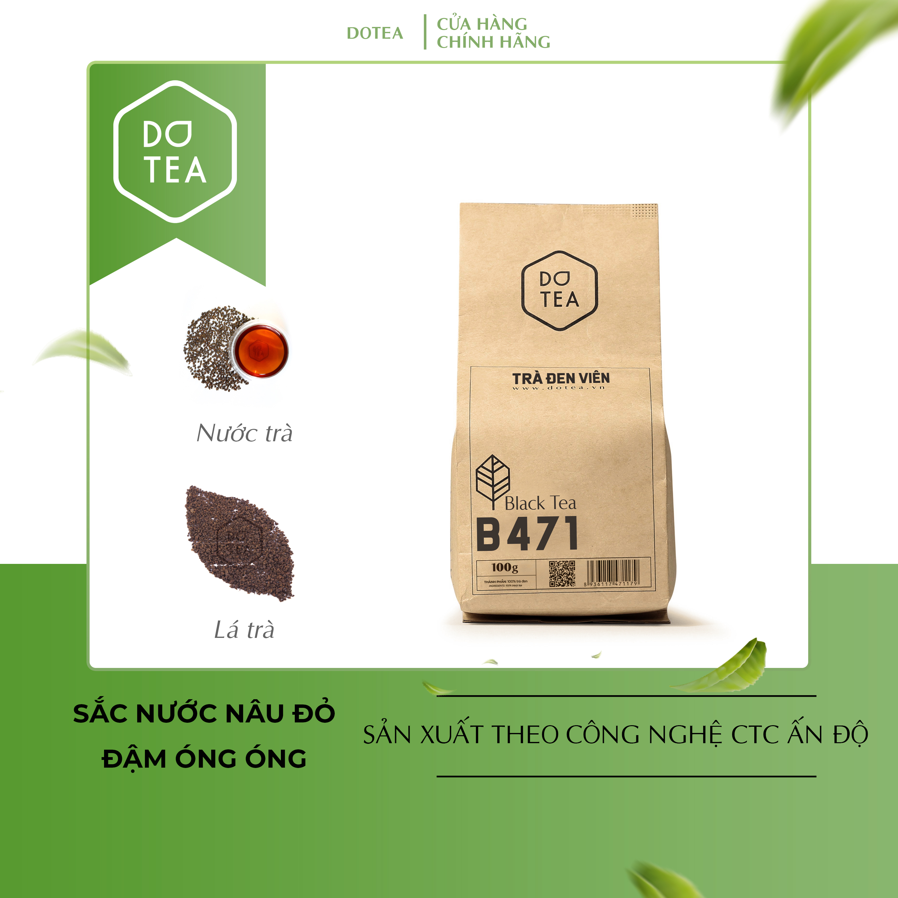 Trà Đen Viên B471 Dotea 500g/ 100g - Chát Đặc Ngọt Hậu Hương Thơm Nồng Đượm