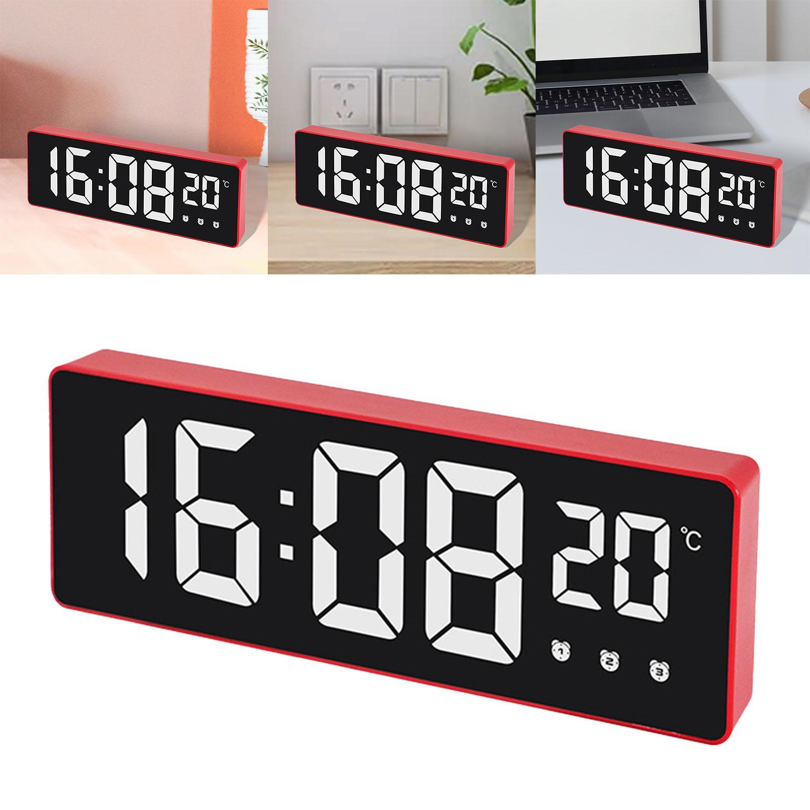 Digital Clock, LED Clock for Bedroom, Electronic Desktop Clock with Temperature Display, Adjustable Brightness, Voice Control