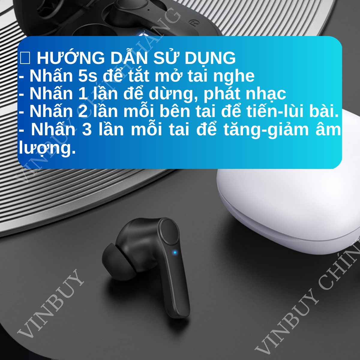 Tai Nghe Bluetooth Không Dây Chống Ồn Cao Cấp V5.0 Chính Hãng Dùng Cho Iphone Samsung OPPO VIVO HUAWEI XIAOMI, Tai Nghe Không Dây - Hàng Chính Hãng VINBUY