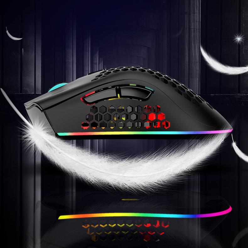 Sạc USB Không Dây 2.4G RGB Sáng Tổ Ong Chuột Chơi Game Cho Máy Tính Để Bàn Máy Tính Xách Tay Chuột Laptop Mause Game Thủ Dễ Thương