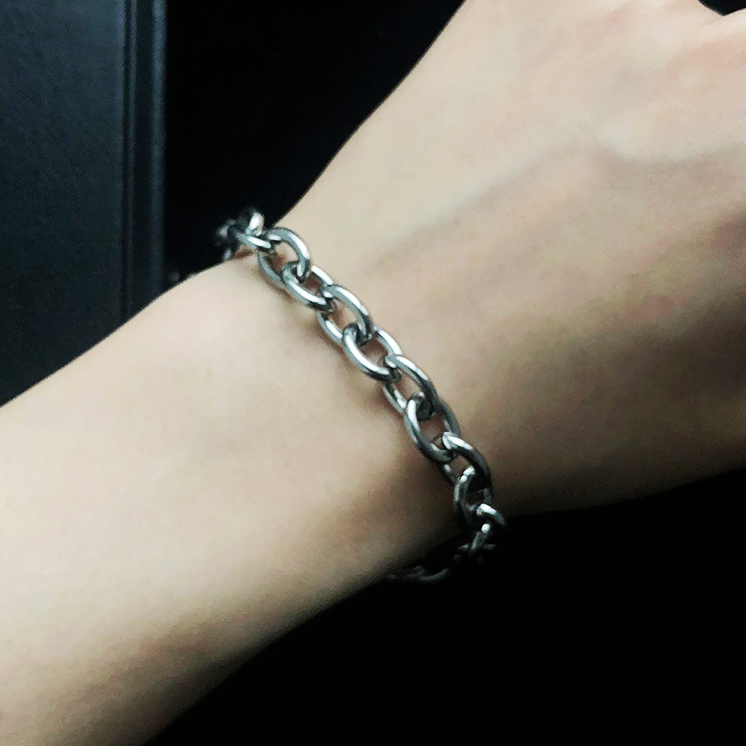 Combo 2 vòng tay titan thép không han gỉ chuỗi xích tròn to nhỏ basic