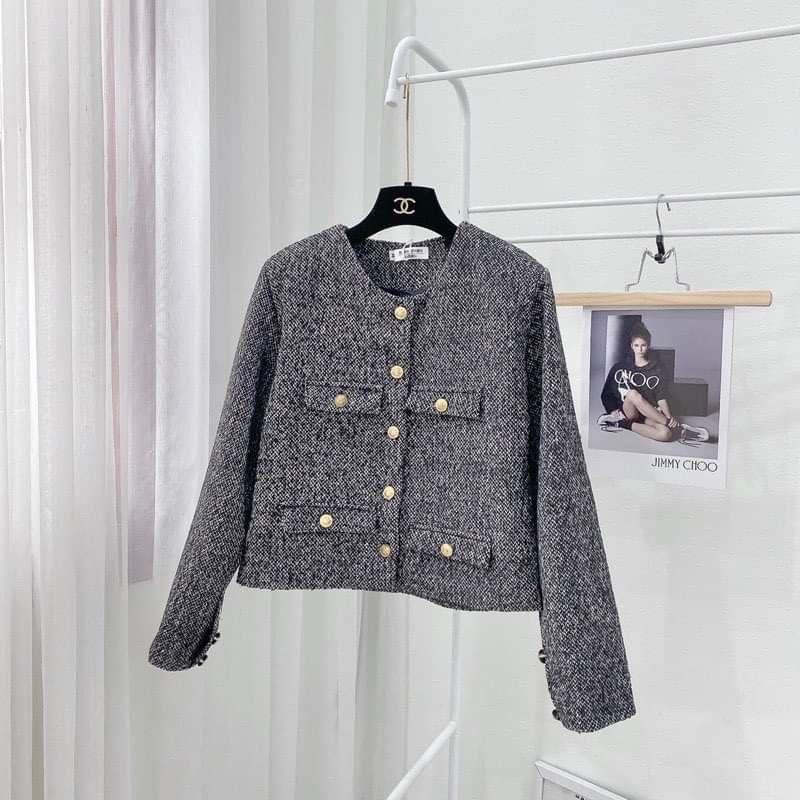 Áo dạ tiêu Tweed dáng vừa 2 lớp hàng quảng châu siêu cao cấp