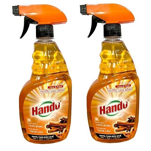 Bộ 2 chai nước lau kính siêu sạch tinh dầu quế Hando 680ml