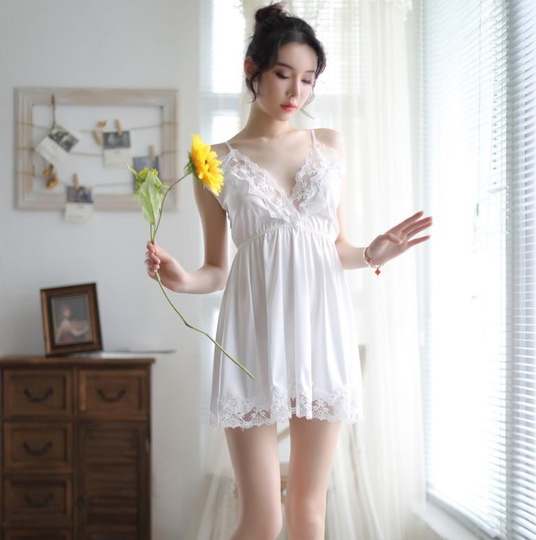 Váy ngủ sexy phi lụa 2 dây đơn giản sang trọng
