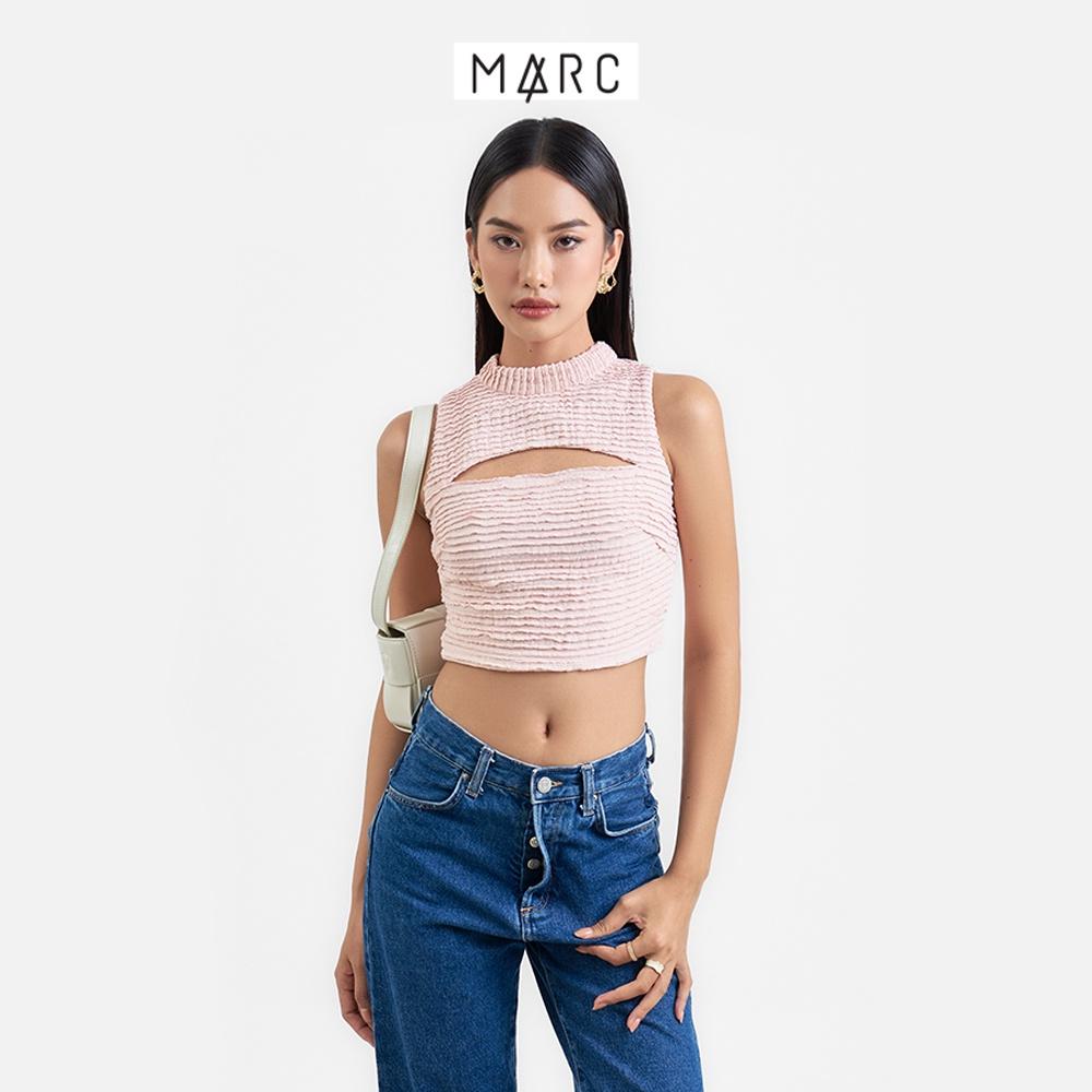 Áo croptop nữ MARC FASHION sát nách cổ tròn xẻ ngực CBLH111522