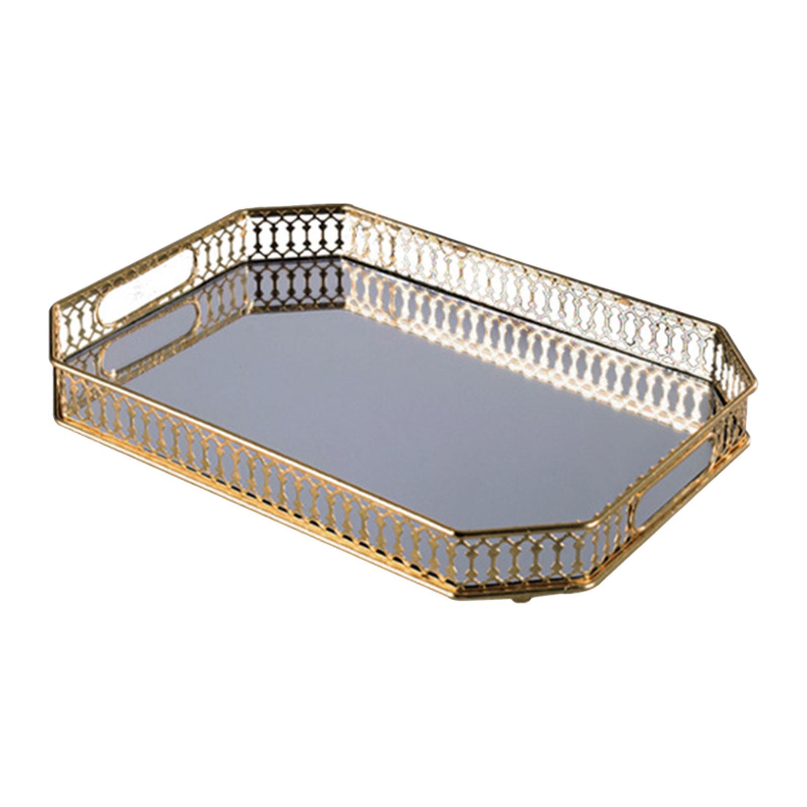 Mirror Serving Tray Fruit Plate Mirrored Tray for Vanity for Food Snack Cake