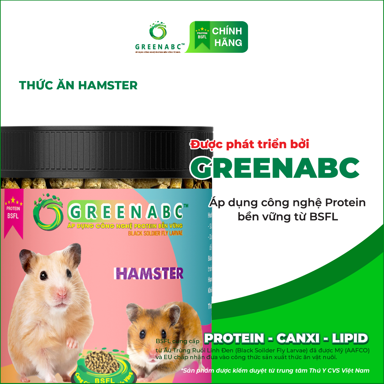 Thức ăn Hamster GREENABC – Bổ sung Protein - Canxi - Lipid giúp Hamster ăn ngon, giảm căng thẳng, long mượt, tăng đề kháng - Hộp 10g và 480g