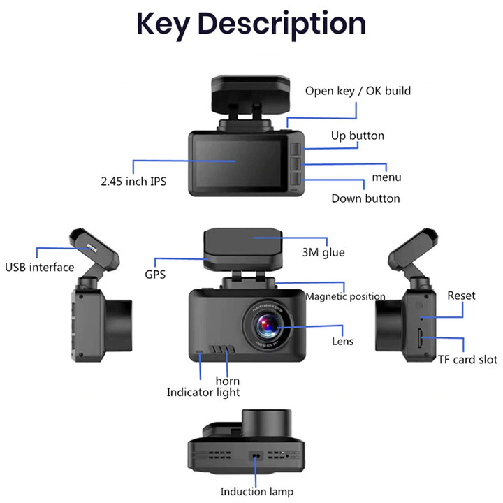 Camera hành trình ô tô, xe hơi cao cấp trang bị Wifi, GPS, ghi hình 4K, màn hình 2.45 inch IPS Screen