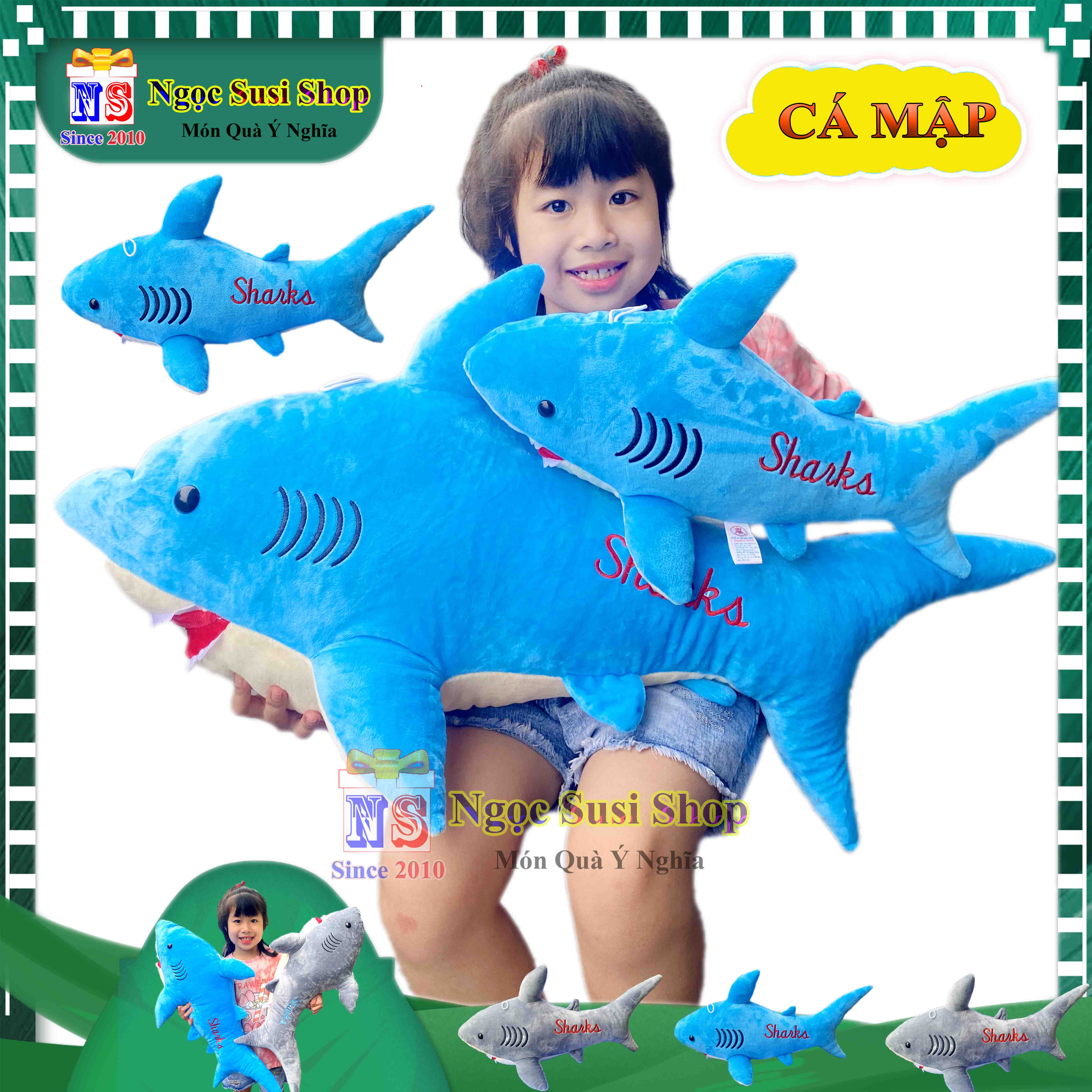 GẤU BÔNG CÁ MẬP SHARK SIÊU TO KHỔNG LỒ CHO BÉ ÔM NGỦ - THÚ NHỒI BÔNG HÌNH CÁ MẬP SHARK SIÊU MỀM MỊN DỒN 100% GÒN