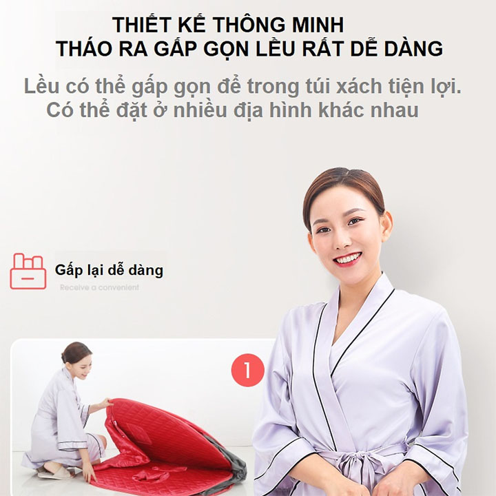 Lều Xông Hơi Tự Bung 3 Lớp Và Nồi Xông Hơi 2,6L Cao Cấp Dùng Tại Nhà Spa Tặng Gói Xông ( Màu Ngẫu Nhiên) - Nhiều màu