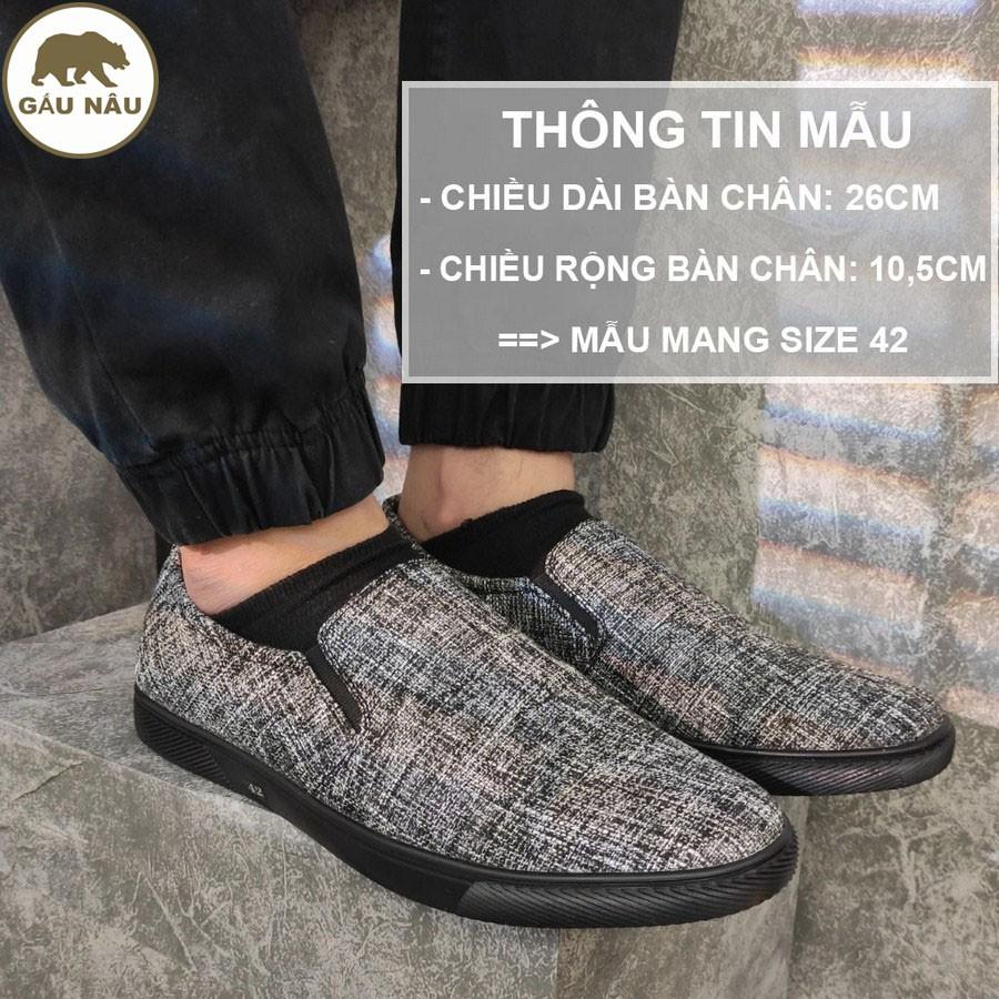 Giày lười nam thân vải siêu tốt đế chống trượt thơi trang GN213 Gấu nâu