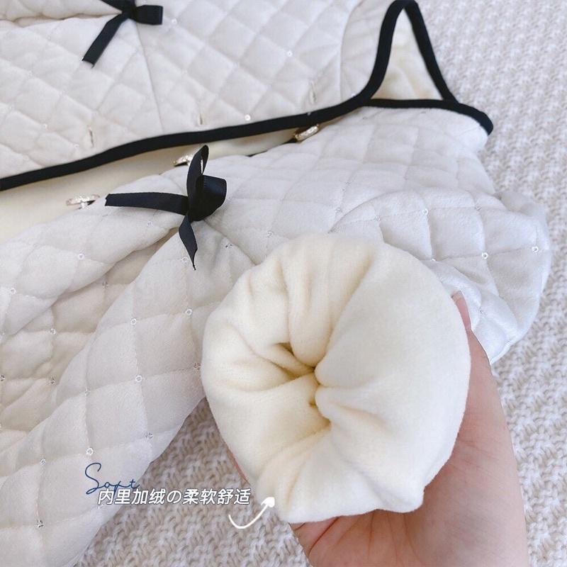 Áo khoác nhung tiểu thư lót nỉ bé gái