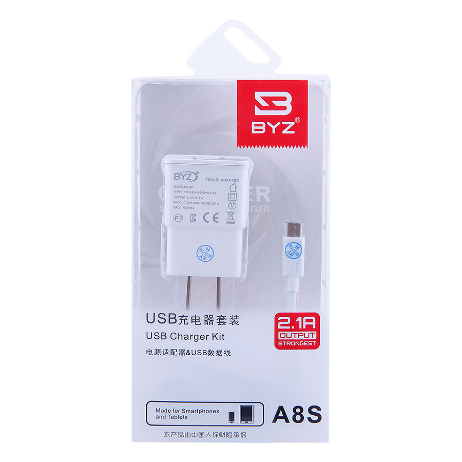 Bộ Adapter Và Cáp Sạc Micro USB BYZ A8S - Hàng Chính Hãng