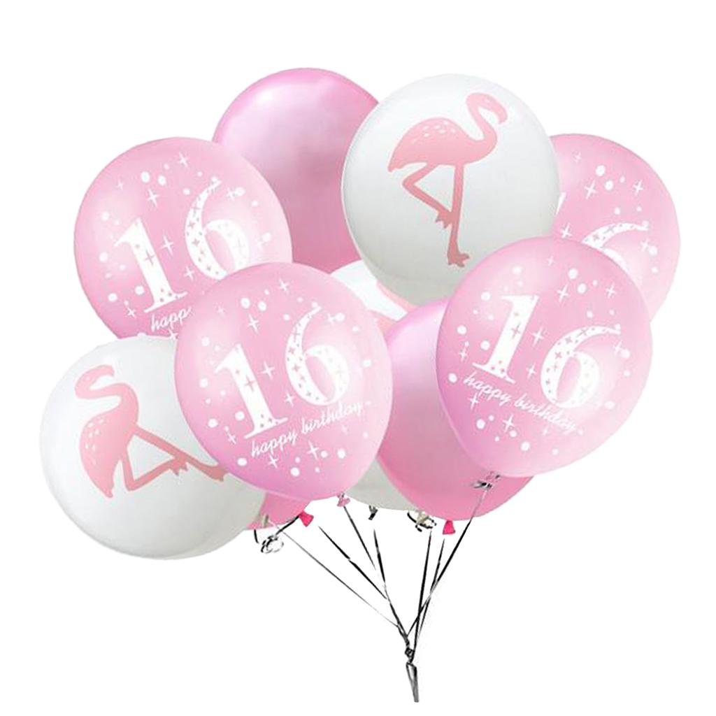 10 Pieces Assorted Balloons16th Birthday Latex Balloons for Birthday Party Decor 12 Inch