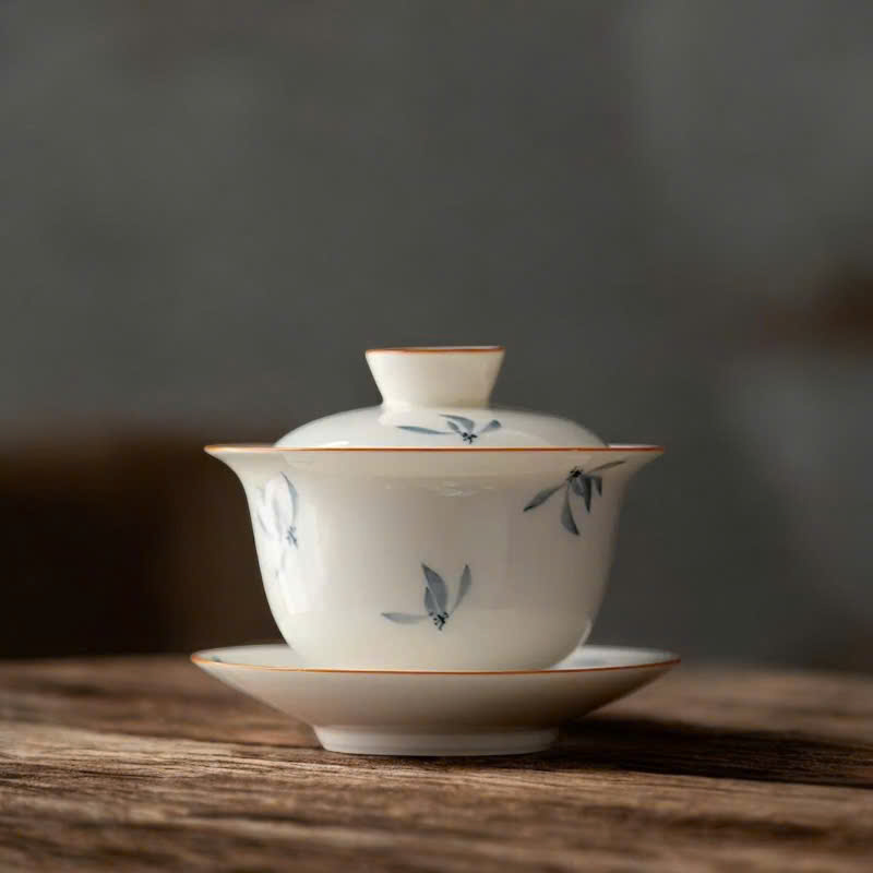 CHÉN KHẢI SỨ THANH HOA MỘC LAN - HỌA TIẾT VẼ TAY - DUNG TÍCH 165ML - GAIWAN