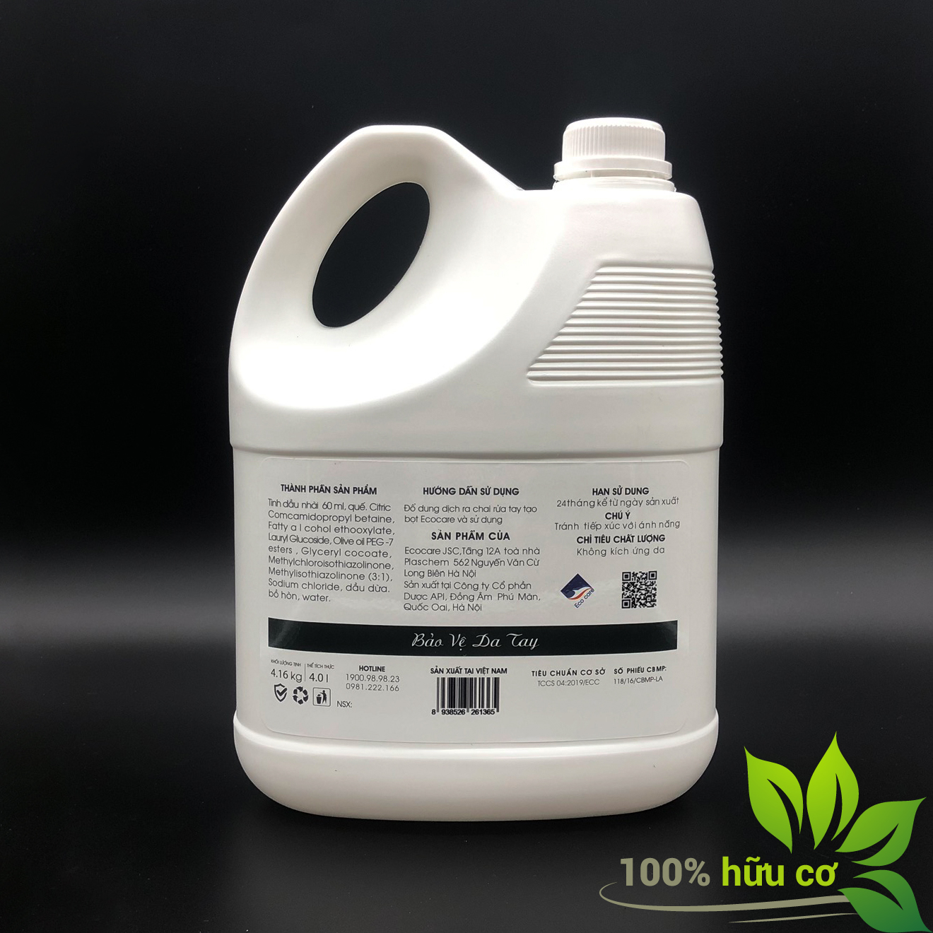 Nước rửa tay hữu cơ diệt khuẩn dạng bọt hương Nhài 4000ml thương hiệu Ecocare ( tặng kèm vỏ tạo bọt)