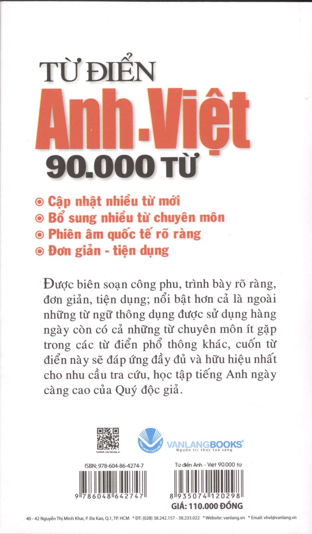 Từ Điển Anh - Việt 90.000 Từ - Việt Fame - Vanlangbooks