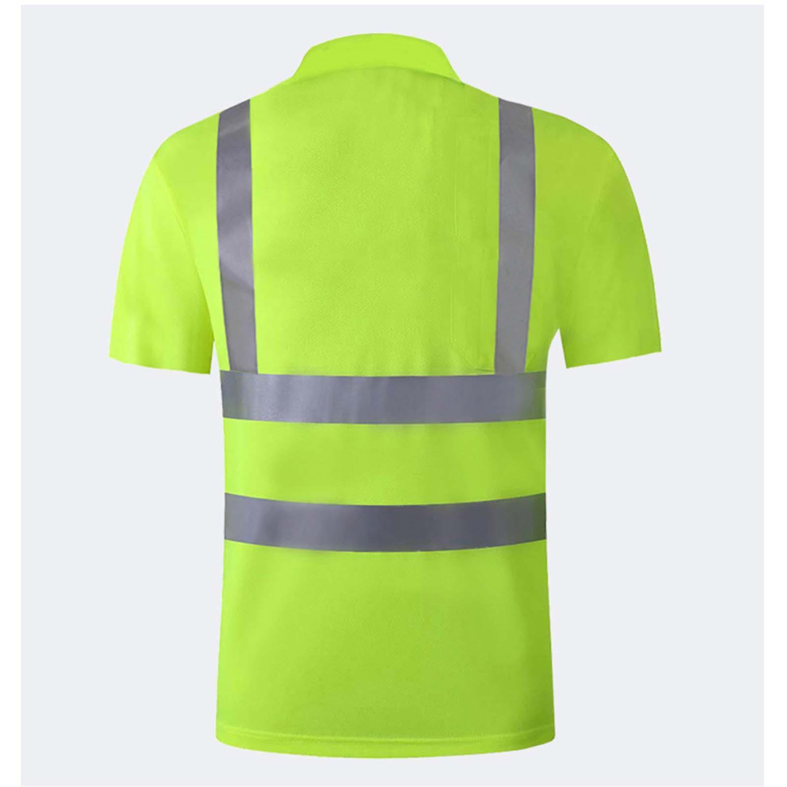 High Visibility Short Sleeve Reflective work Shirts Quick Dry Safety Shirt Work Wear Shirts for Cycling Road Men Adult Workwear