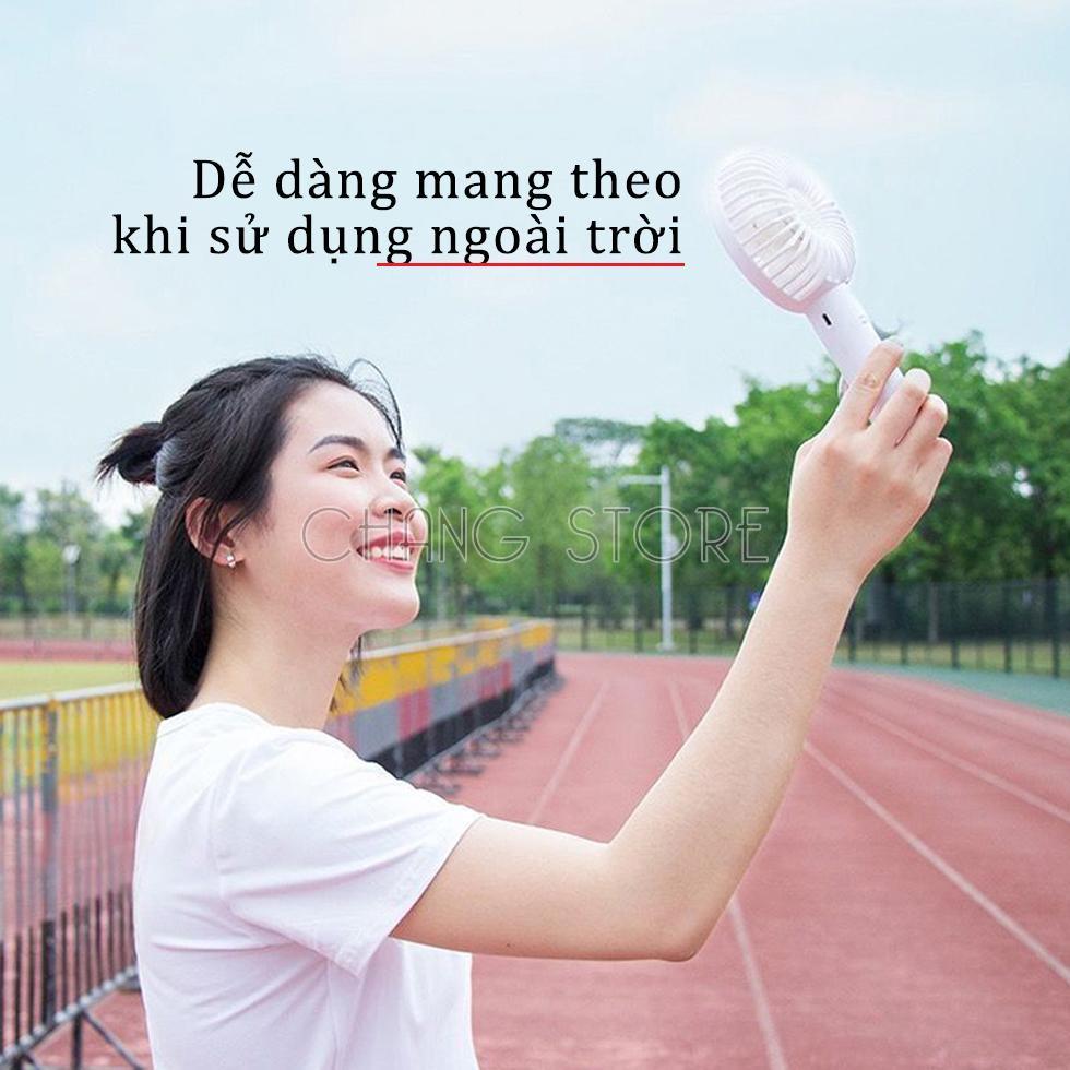 Quạt Tích Điện Cầm Tay Pin Sạc 4 Cánh 3 Tốc Độ Gió Có Đế Để Bàn, Quạt Để Bàn Pin Sạc USB Tiện Lợi