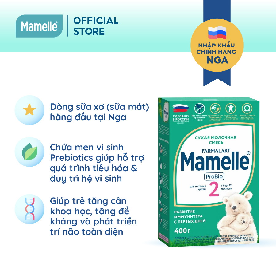 Thùng 12 hộp Sữa bột công thức Mamelle Pro Bio Số 2 cho trẻ từ 6 đến 12 tháng hộp 400g/hộp