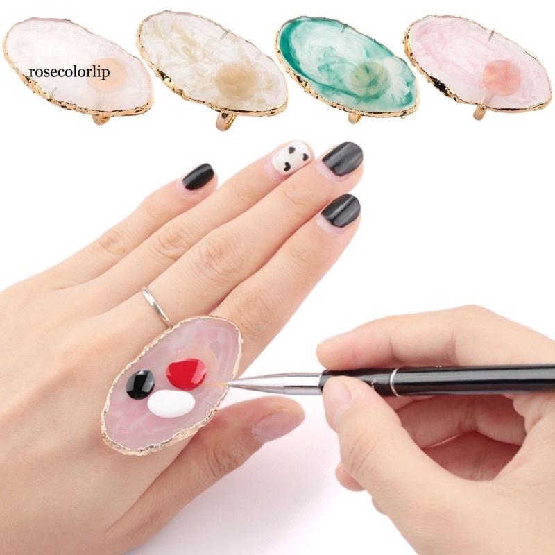 đá pha sơn , chụp ảnh nail” hình Dáng nhẫn đeo tay tiện lợi “