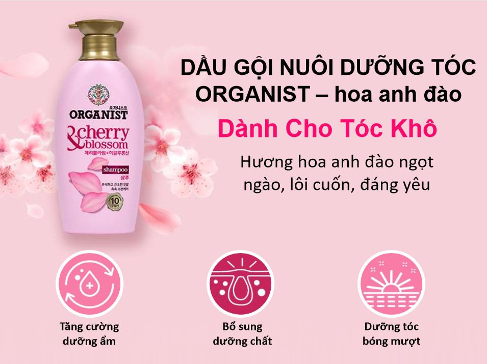 Dầu gội nuôi dưỡng tóc Organist dành cho tóc khô – Hoa Anh Đào 500ml