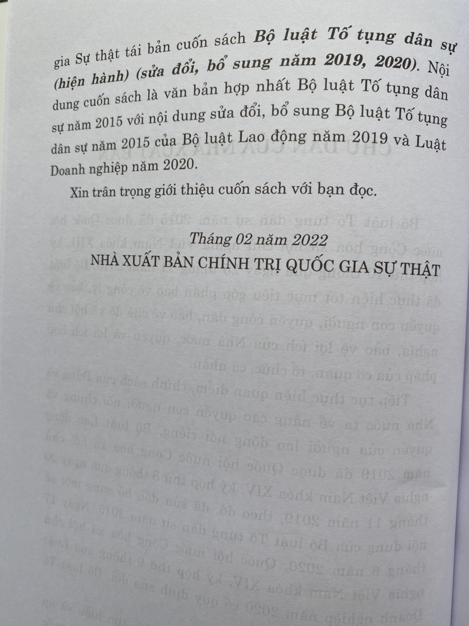 Bộ Luật Tố Tụng Dân Sự ( Hiện Hành ) ( Sửa Đổi, Bổ Sung Năm 2019,2020 )