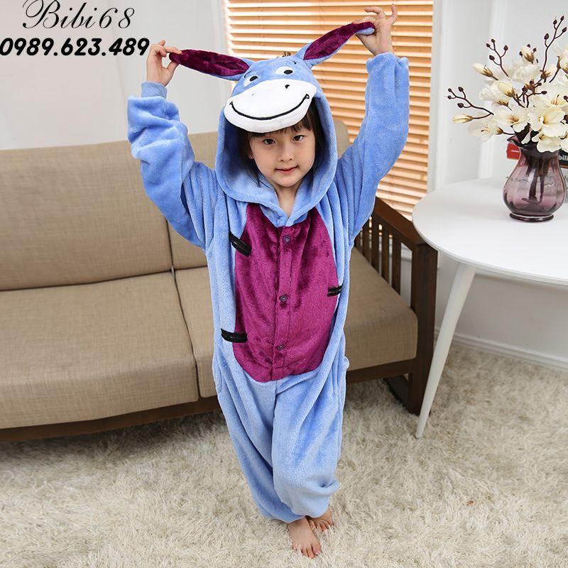 Bộ Đồ hình thú liền thân lông mịn Pijama dành Cho Người Lớn và Trẻ Em Hoạt Hình Cosplay