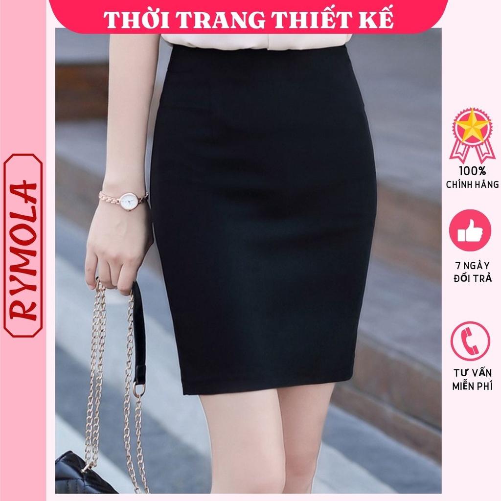 Chân Váy Công Sở Ngắn Ôm Trên Gối Dáng Bút Chì Lưng Thun Cạp Cao Xẻ Sau MOLA Đen Vintage Ulzzang Hàn Quốc Tutu 003