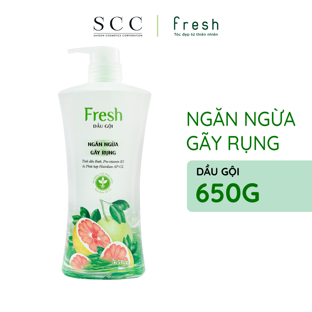 Dầu gội Fresh thiên nhiên Giảm gãy rụng chiết xuất Bưởi hồng ngọc 650g