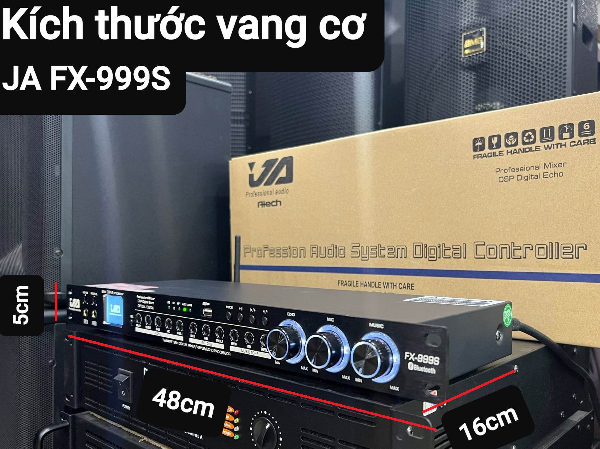 Vang cơ JA FX-999S: Chống hú tốt, Âm thanh sạch và sáng tiếng. Có Bluetooth, Digital..Tặng kèm 2 dây Canon kết nối