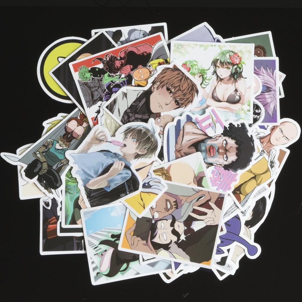 Bộ 50 miếng dán sticker, stickers cao cấp chủ đề One punch man 2020 trang trí Vali Laptop Mũ Bảo Hiểm Xe Máy Xe Đạp Đàn
