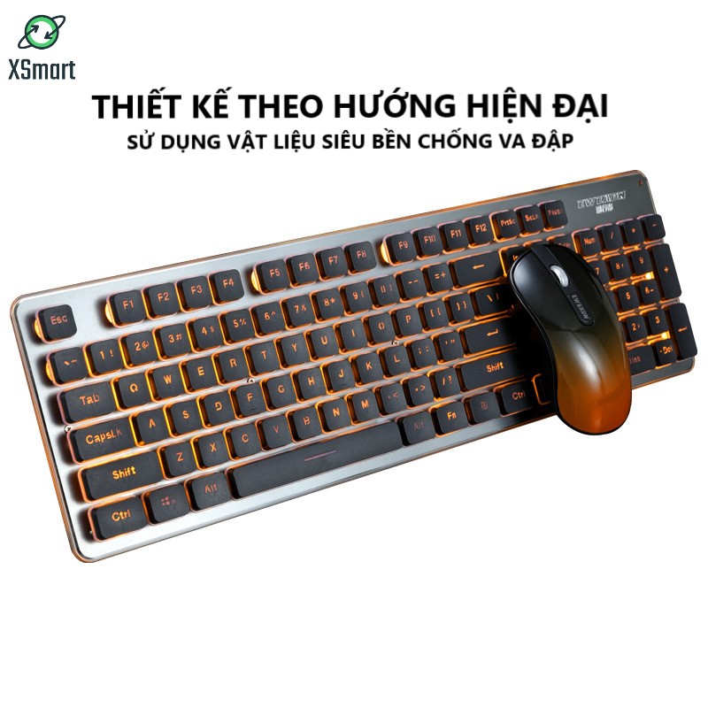 Bộ Bàn Phím Và Chuột Không Dây XSmart GLK350 PRO Có Đèn Led Siêu Đẹp, Sử Dụng Pin Sạc Siêu Trâu, Thiết Kế Mới - Hàng Chính hãng