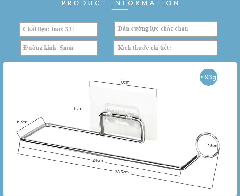 Thanh treo inox để giấy cuộn, màng bọc