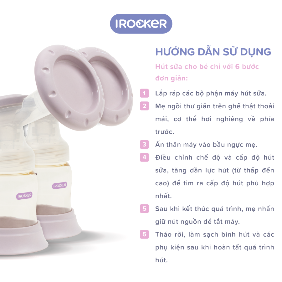 Máy hút sữa điện đôi IROCKER thông minh - BP 001