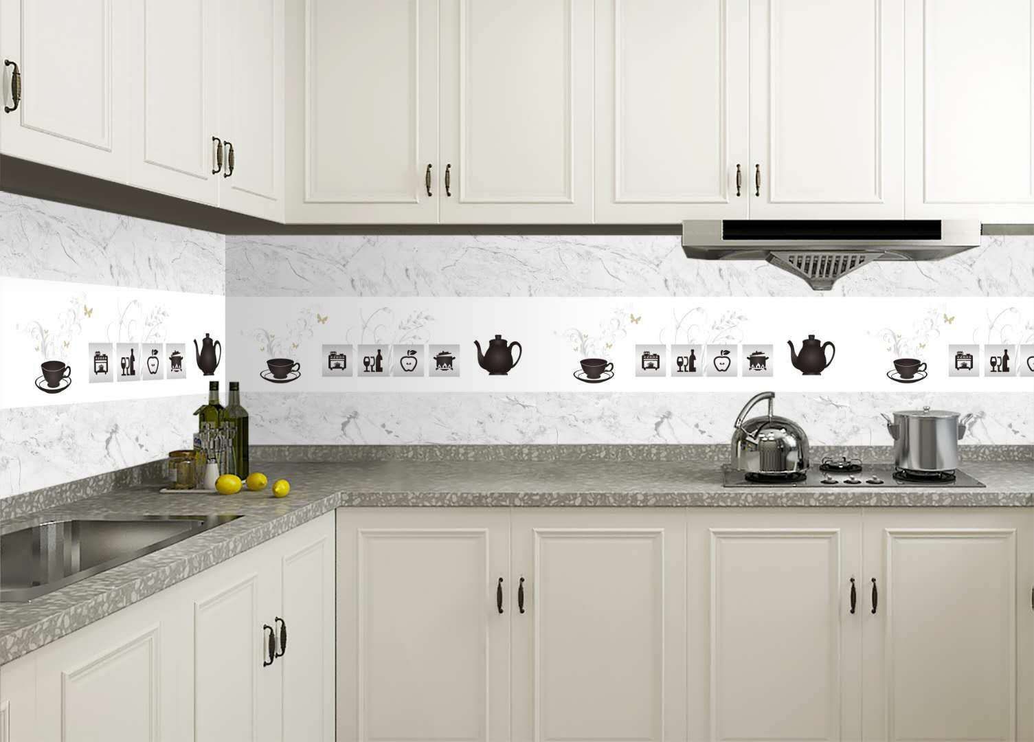 Cuộn 5MÉT Decal giấy dán bếp tráng nhôm cách nhiệt khổ 60cm MẪU ẤM TRÀ