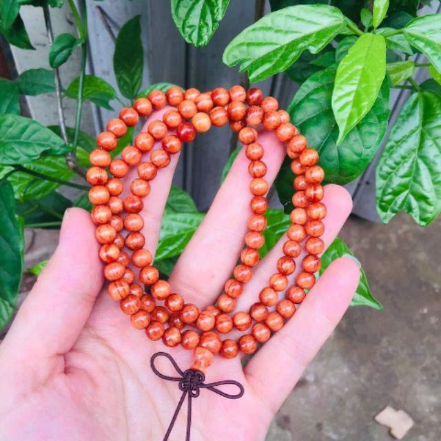 Vòng tràng hạt tròn 8 ly gỗ huyết long - 108 hạt