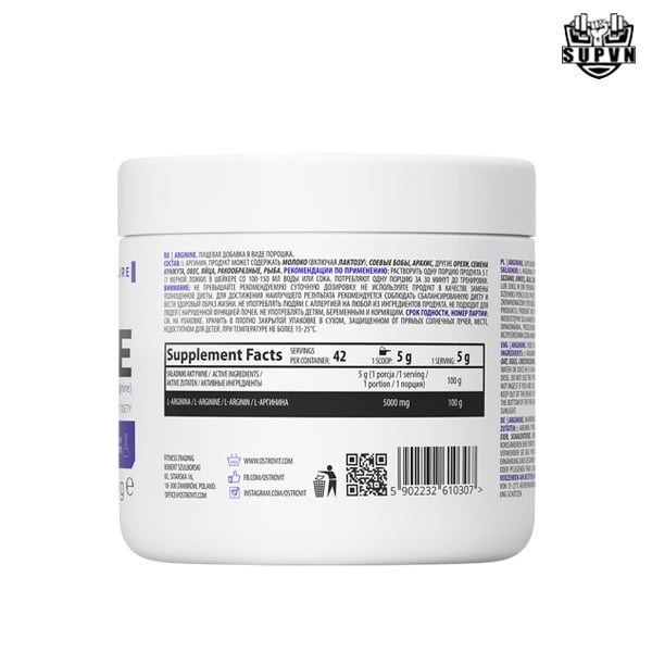 Ostrovit Arginine 210g - Thực Phẩm Bổ Sung Tăng Sức Mạnh và Phục Hồi Cơ