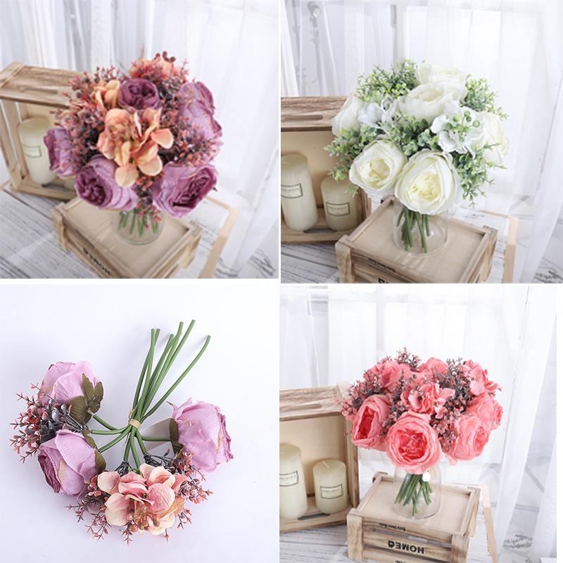 Bó Hoa Hồng Giả Cầm Tay Trang Trí Nhà Cửa/Tiệc Cưới
