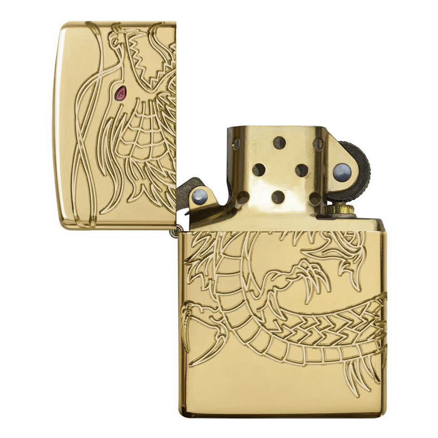 Bật Lửa Zippo 29265 - Armor Red Eyed Dragon 360 Degree Engraving Gold Plate