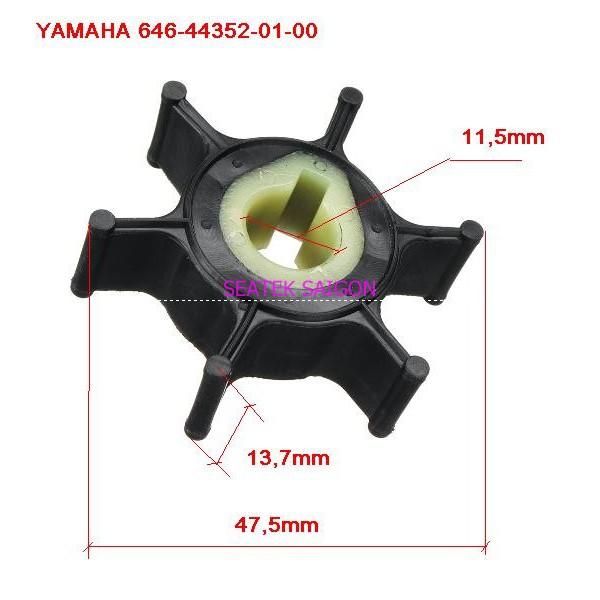 Cánh quạt bơm nước làm mát ca nô Yamaha 2HP, P45 2A 2B 2C, 646-44352-01, 47-80395M. Đài Loan