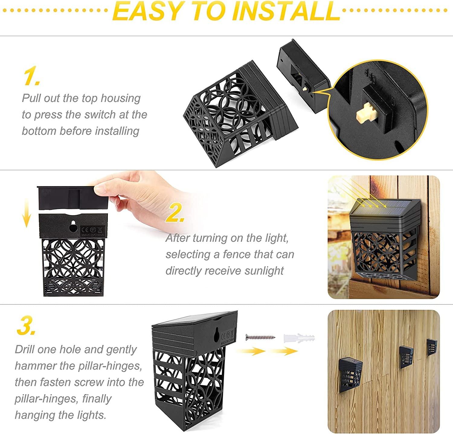 Ánh đèn hàng rào mặt trời, vườn đèn huỳnh quang ngoài trời IP54, vườn cây tường bên ngoài, nhà tắm, sân vườn đèn LED, sân vườn đèn sân thượng rộng mở.