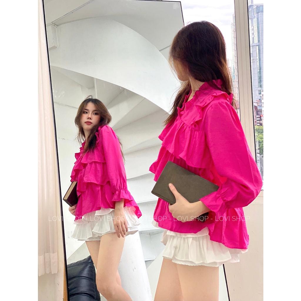 Áo bèo tầng babydoll xanh bơ nhiều màu Lovi