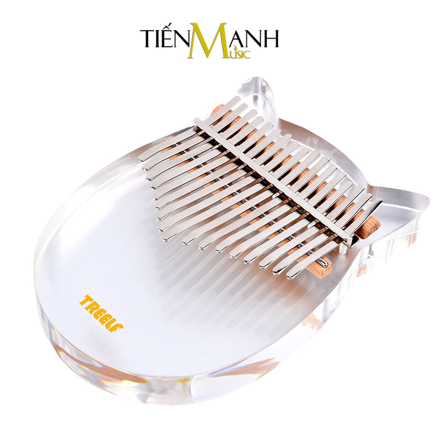 Đàn Kalimba Trong Suốt Treelf TF-17C Hình Mèo - 17 Phím Acrylic TF17C (Hộp cứng chống sốc, Búa chỉnh âm, Sticker dán note, Khăn lau, Sách học) - Kèm Móng Gẩy DreamMaker