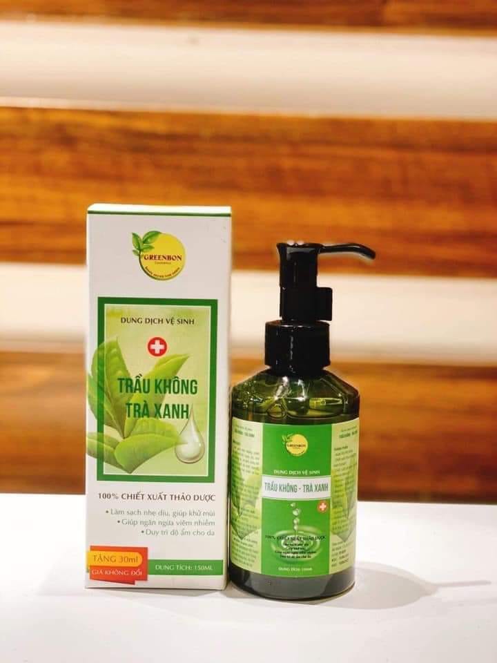 Dung dịch vệ sinh nữ tinh chất trầu không trà xanh GREENBON 150ml,làm sạch dịu nhẹ, cân bằng pH