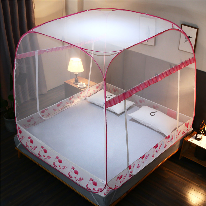 Màn chụp tự bung đỉnh vuông, giá xưởng ️FREESHIP️ hàng việt nam 100% - mùng tự bung cao cấp - 2m2x2m - Viền Chân Hồng