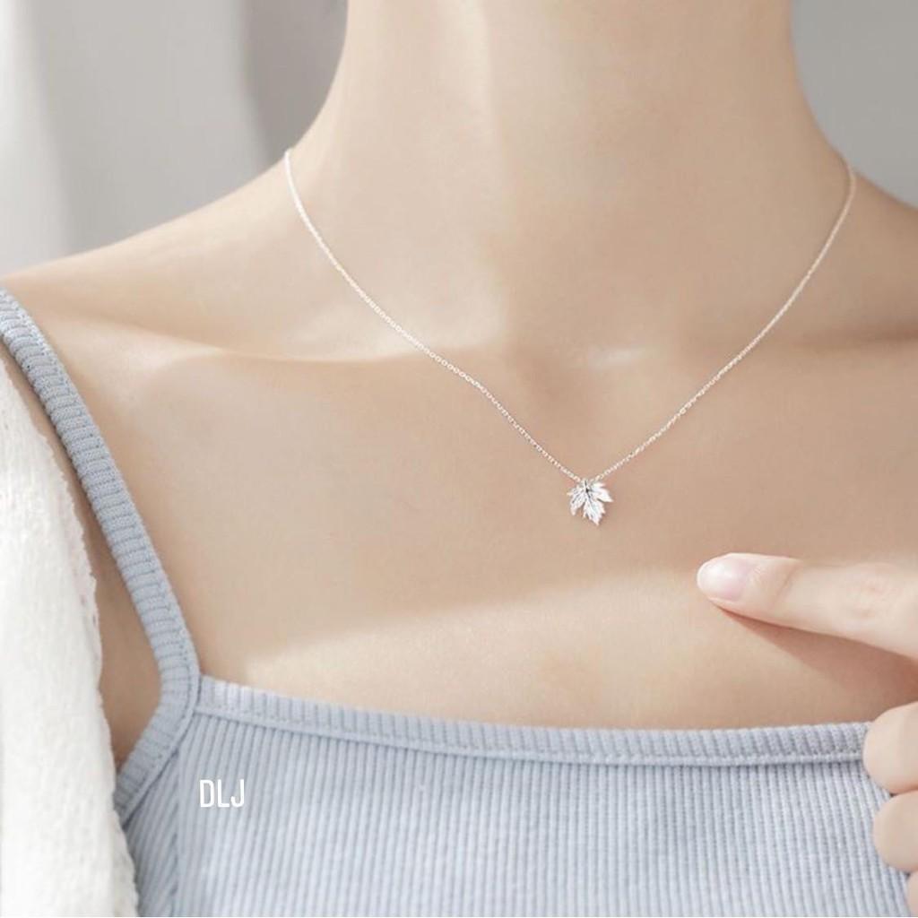 Dây chuyền bạc nữ mặt hình lá nhẹ nhàng thanh lịch MS70 VÀNG BẠC AN CHI
