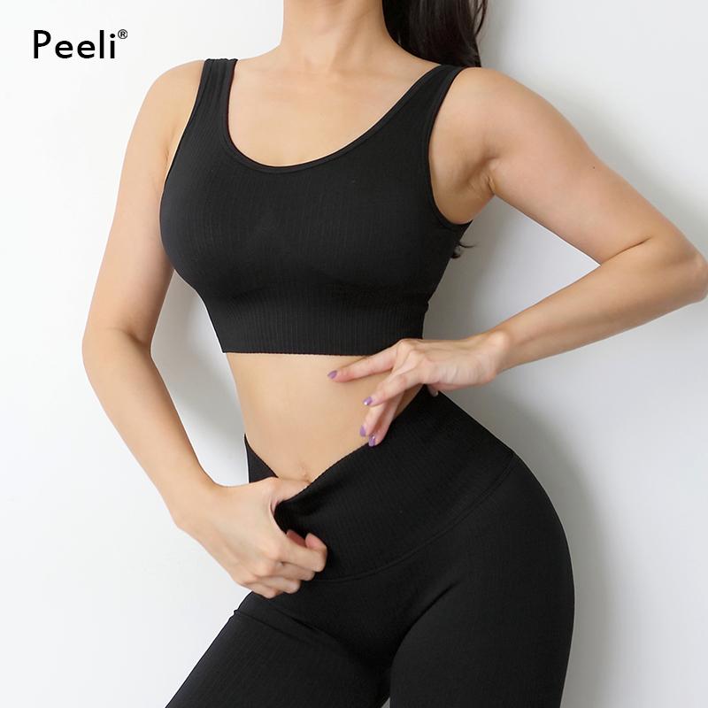 Peeli 2020 Không Đường May Áo Ngực Thể Thao Tác Động Cao Tập Gym Áo Chạy Đẩy Lên Tập Thể Dục Yoga Bra Lót Gân Cho Tập Đầu người Phụ Nữ