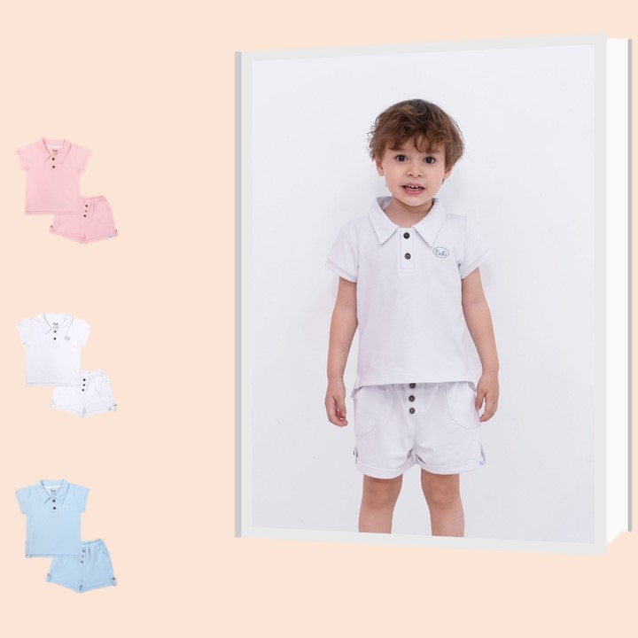 Bộ Áo Thun  BARU Cotton Cổ polo Ngắn Tay + Quần Short Thời Trang quần áo trẻ em ( 9M-4Y )